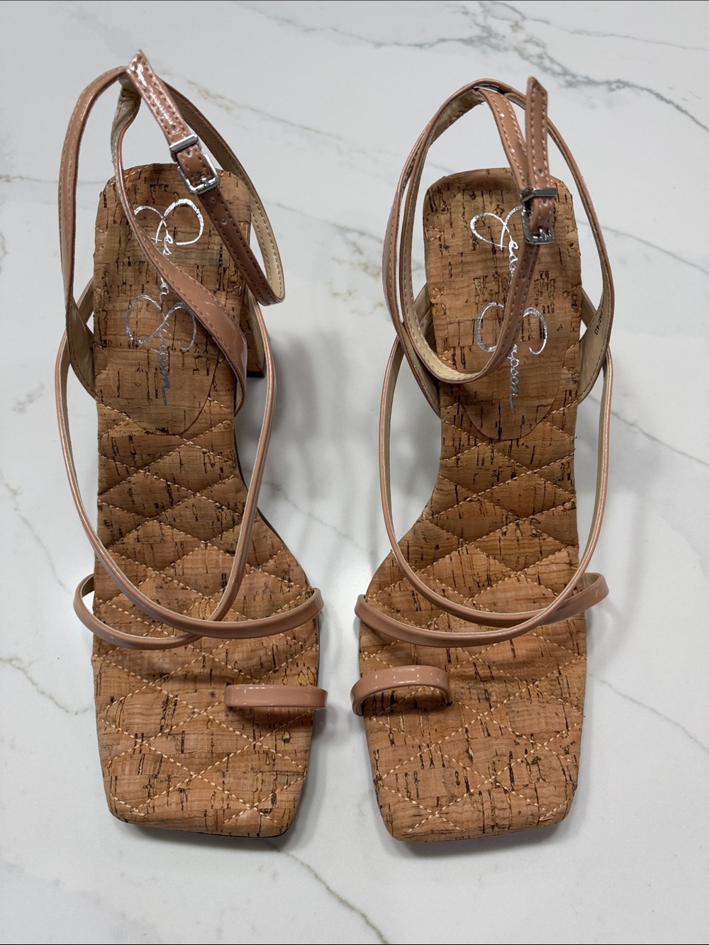 Jessica Simpson Tan Cork Strappy Toe-Loop Sandals